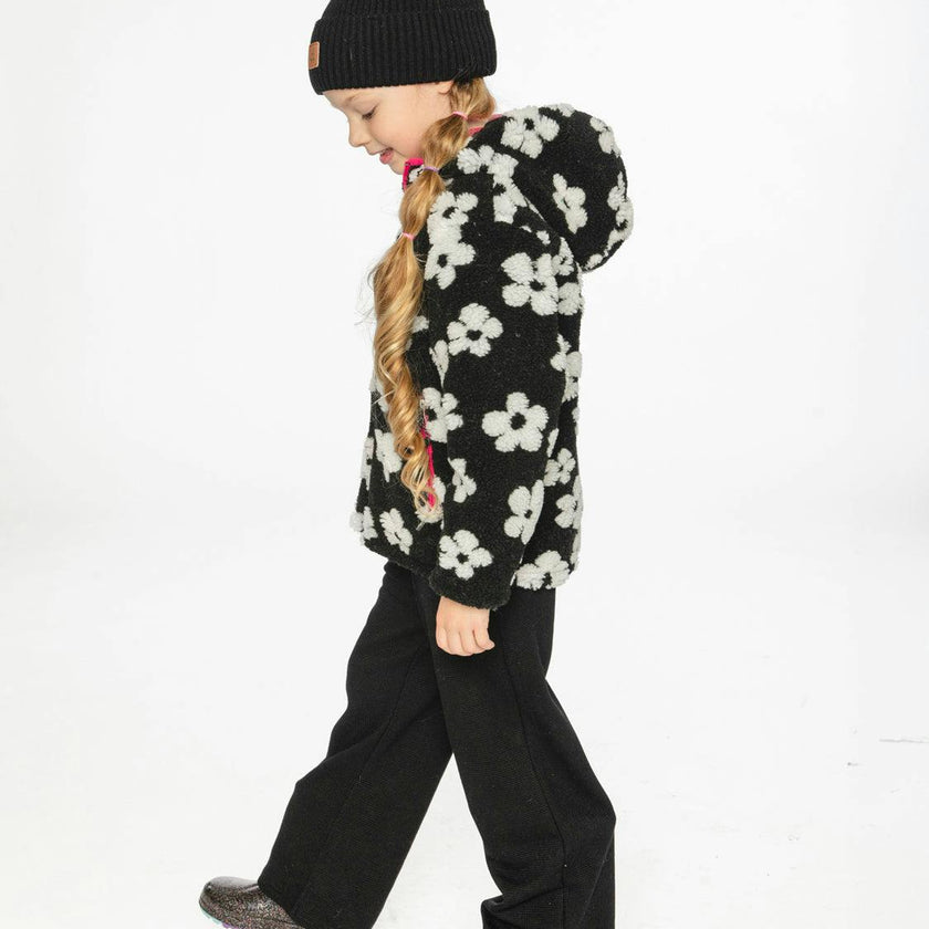 Reversible Mid-Season Jacket Pink And Black Printed Flowers