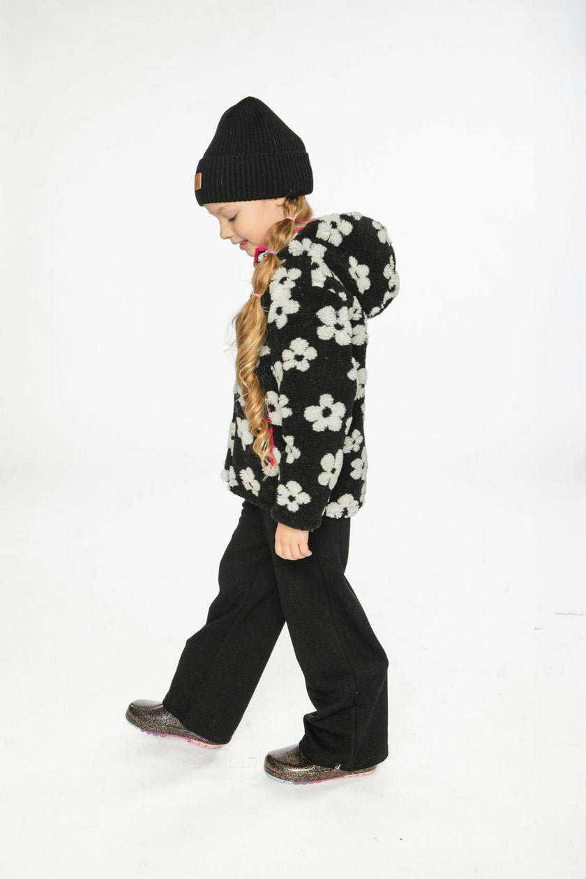 Reversible Mid-Season Jacket Pink And Black Printed Flowers