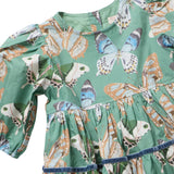 Girls Maribelle Dress - Green Butterflies