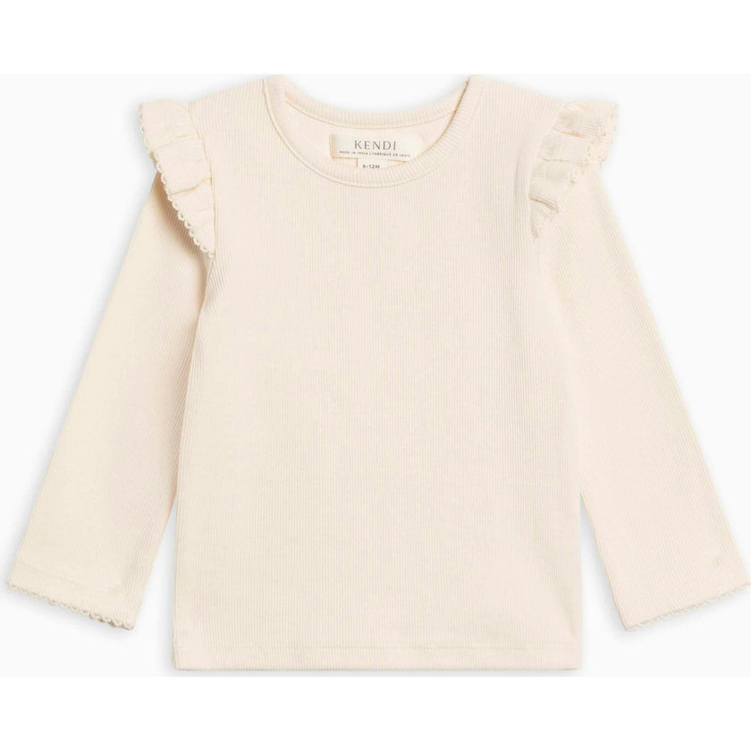 Rina Ribbed Ruffle Long Sleeve Top