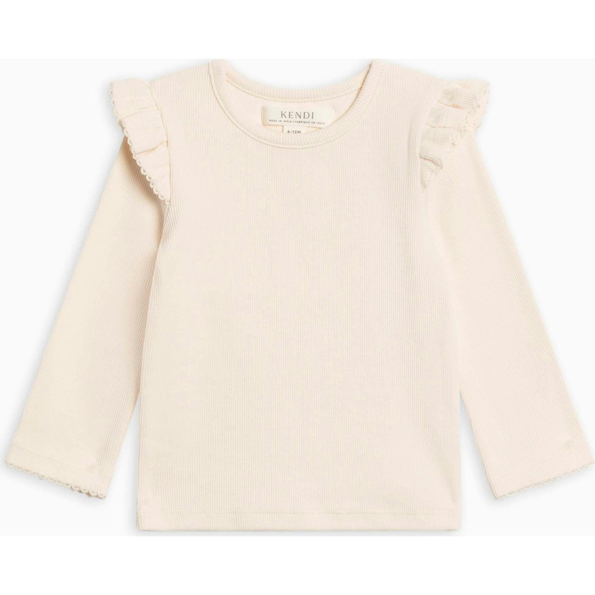 Rina Ribbed Ruffle Long Sleeve Top