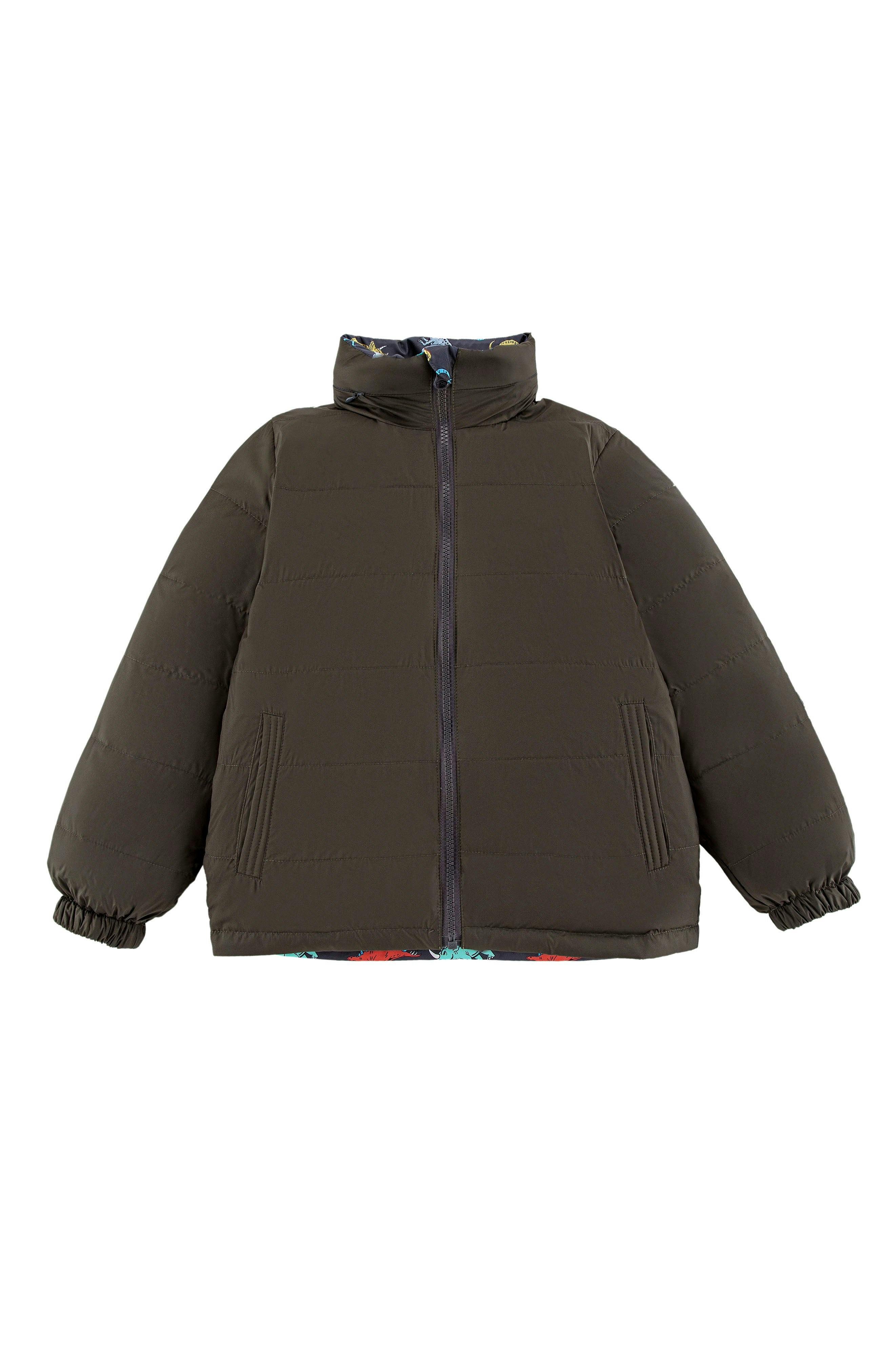 Blake Hooded Reversible Lightweight Down Puffer Jacket, Dinosaur Dudes