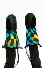 Teknik Winter Mittens Blue Checkered Print