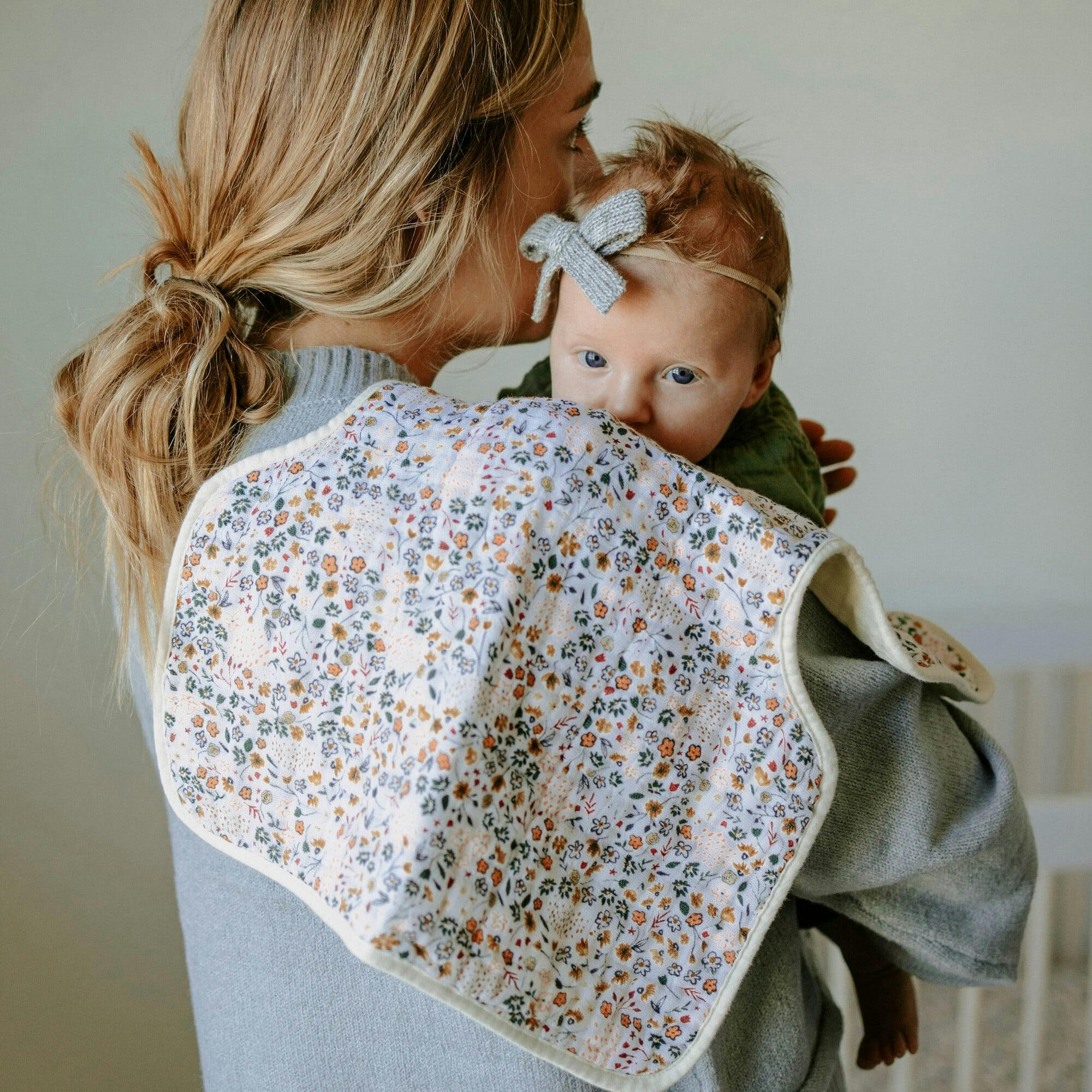 Cotton Muslin Burp Cloth - Pressed Petals