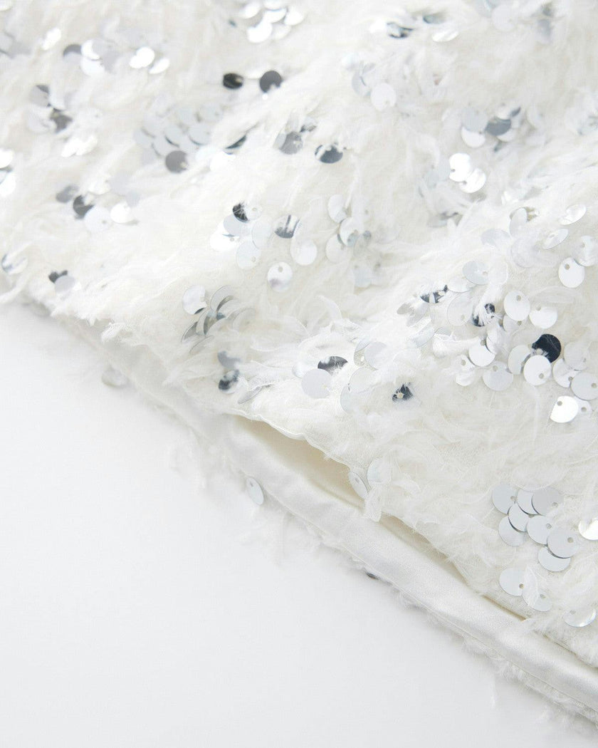 Chrissy Feather Sequin Mini Skirt