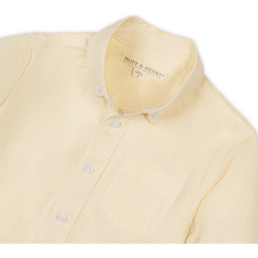 Organic Long Sleeve Seersucker Shirt, Yellow