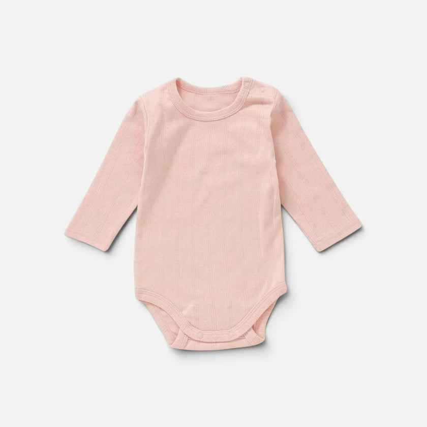 Organic Cotton Pointelle Long Sleeve Romper