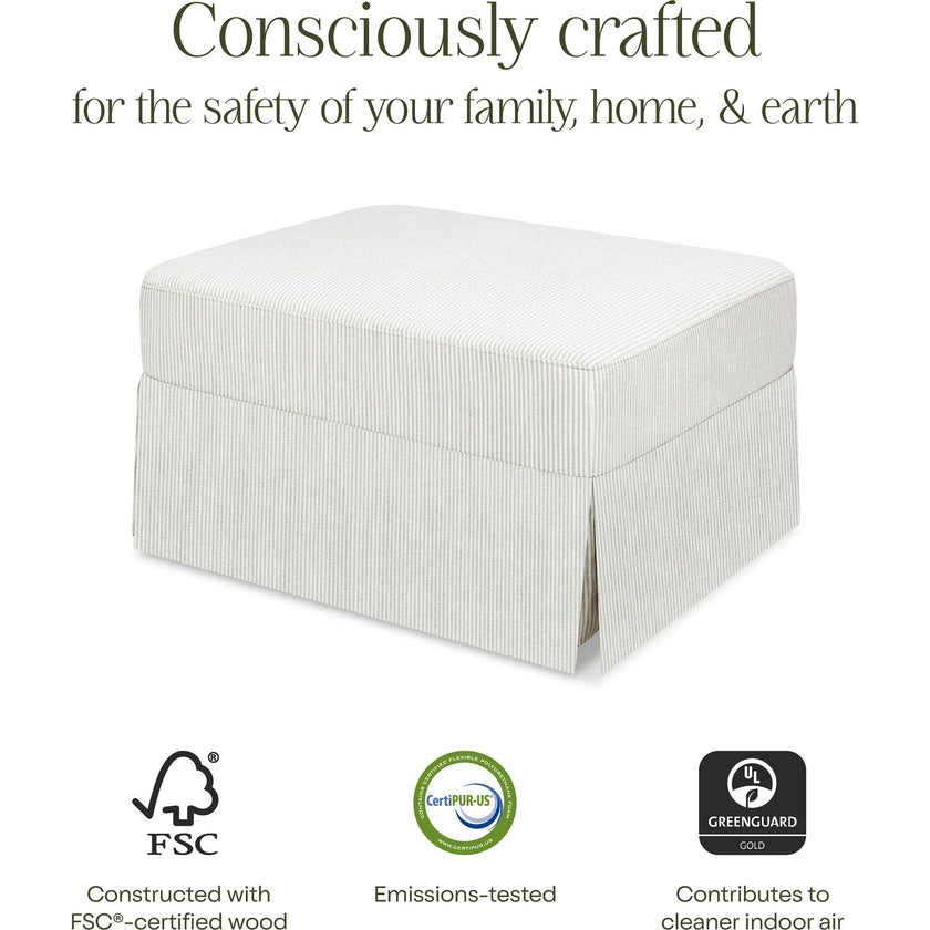 Crawford Gliding Ottoman in Fog Chatham Stripe Performance Eco-Weave
