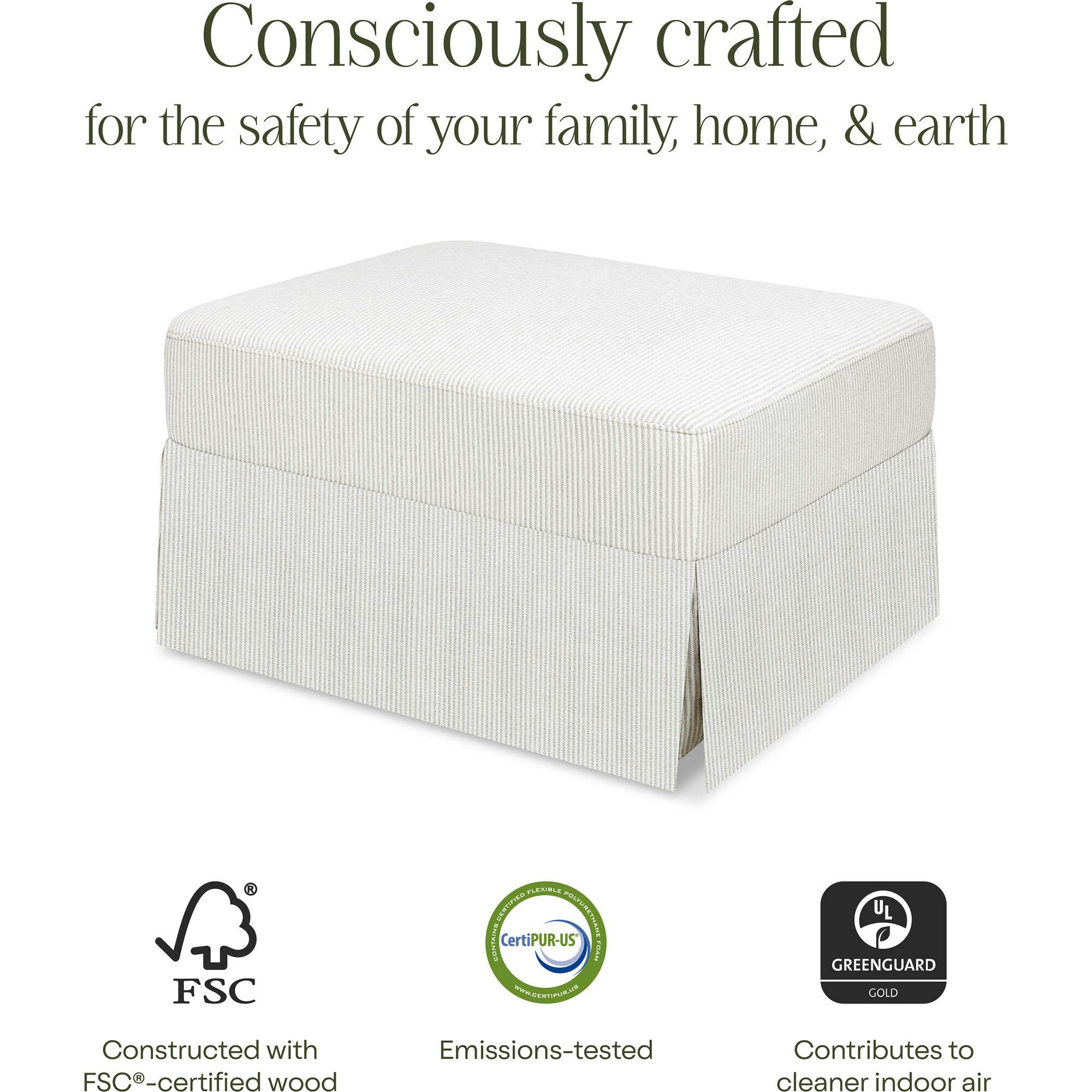 Crawford Gliding Ottoman in Fog Chatham Stripe Performance Eco-Weave