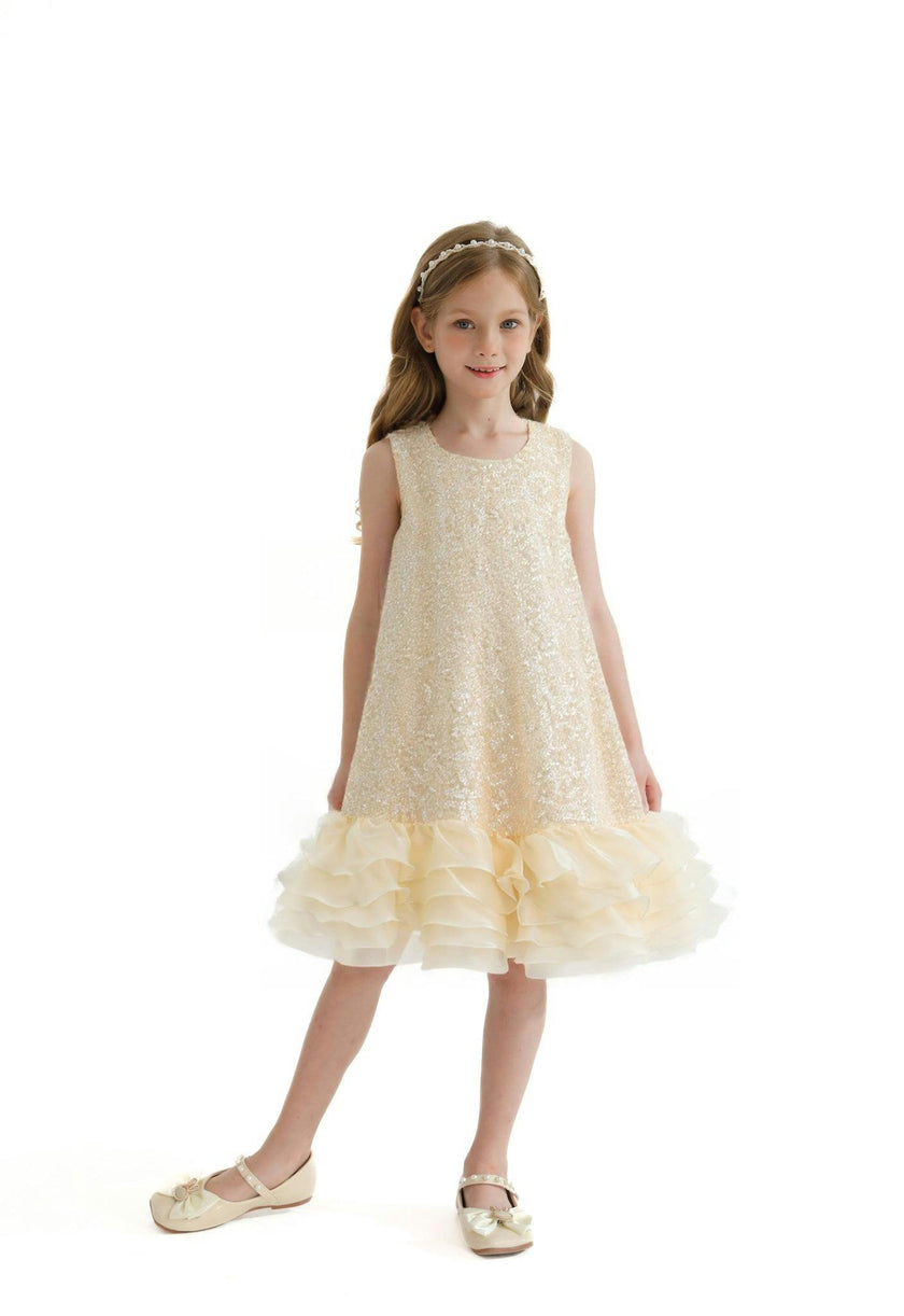 Gold Sparkling Bow Catania Dress