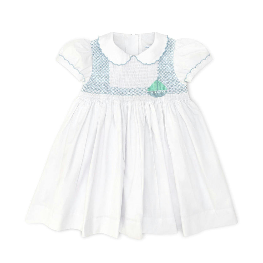 Eloise Dress in Smocked Sailboats