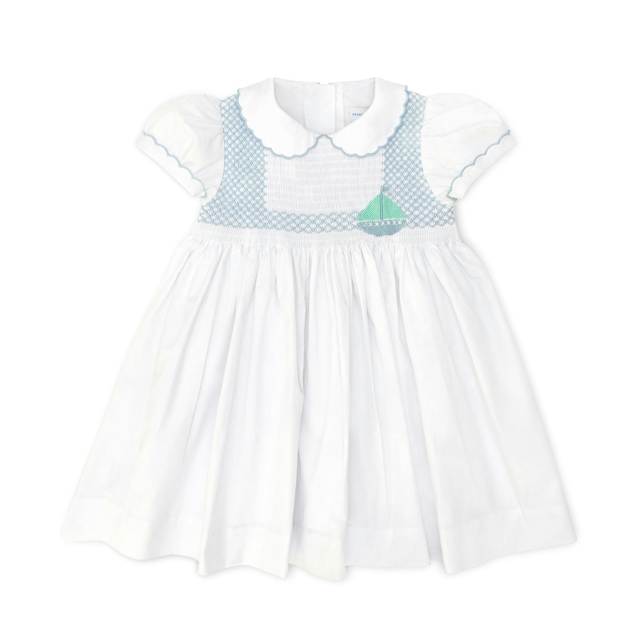 Eloise Dress in Smocked Sailboats