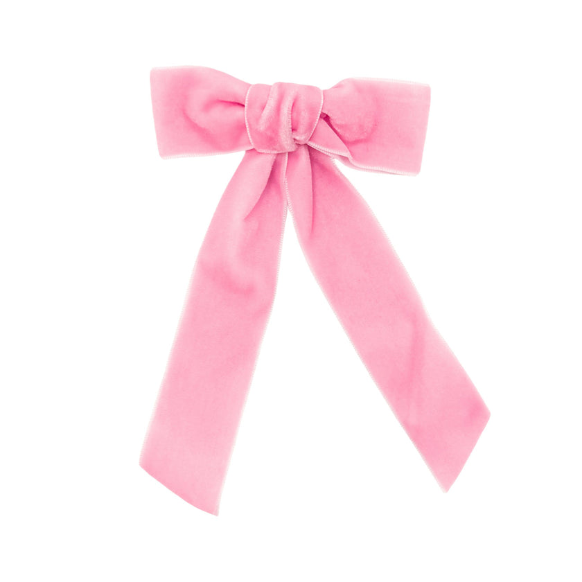 Velvet Long-Tailed Bow Barrette