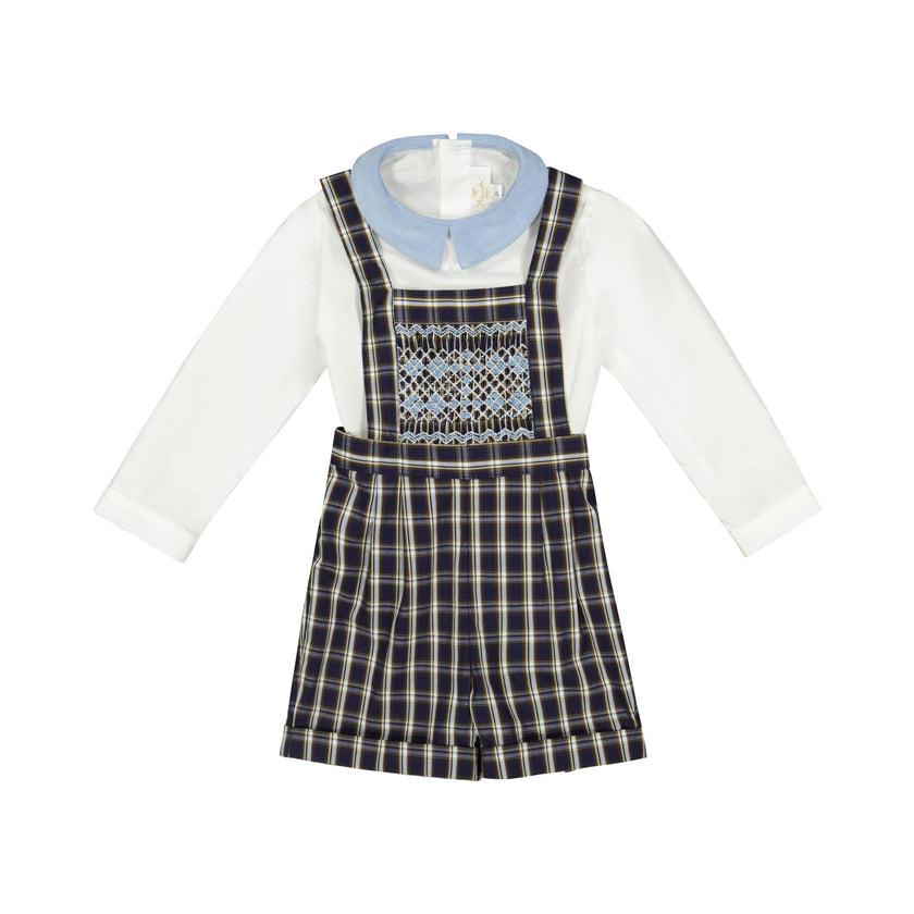 George Navy Tartan Boy Dungaree & Shirt