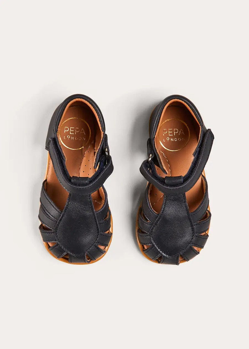 Leather Fishermans Sandals in Navy (21-27EU)