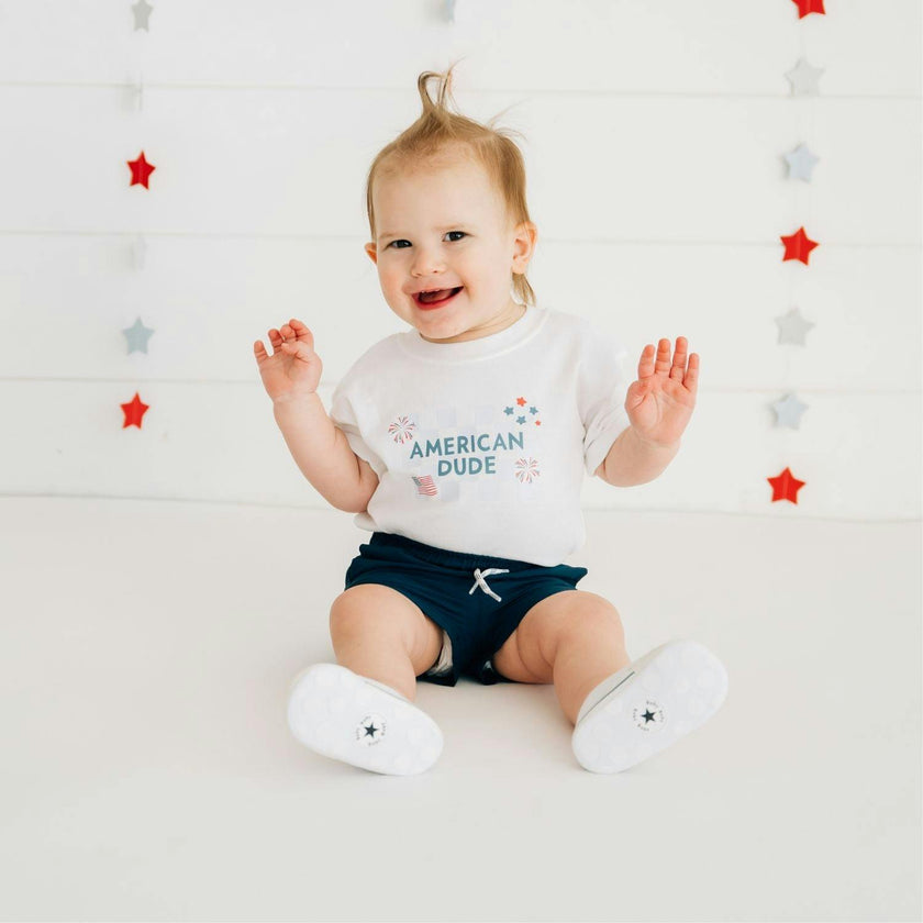 American Dude Short Sleeve Romper - White