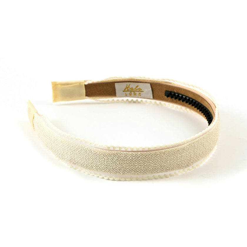 Halo Luxe Esmae Lace Trimmed Linen Headband - Ivory