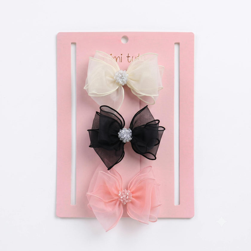 Multicolor Crystal Accent Bow Set