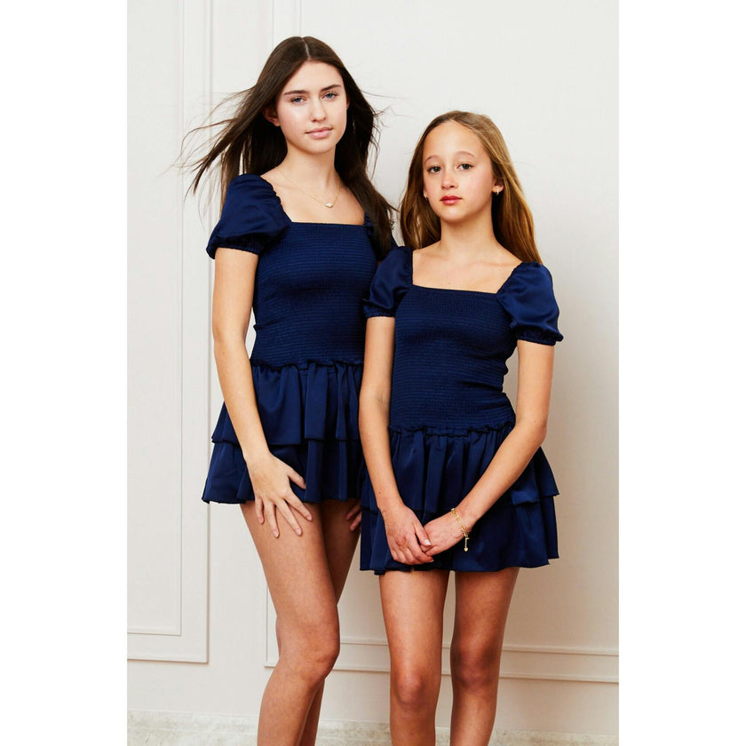 Lexi Cap Smocked Dress - Navy