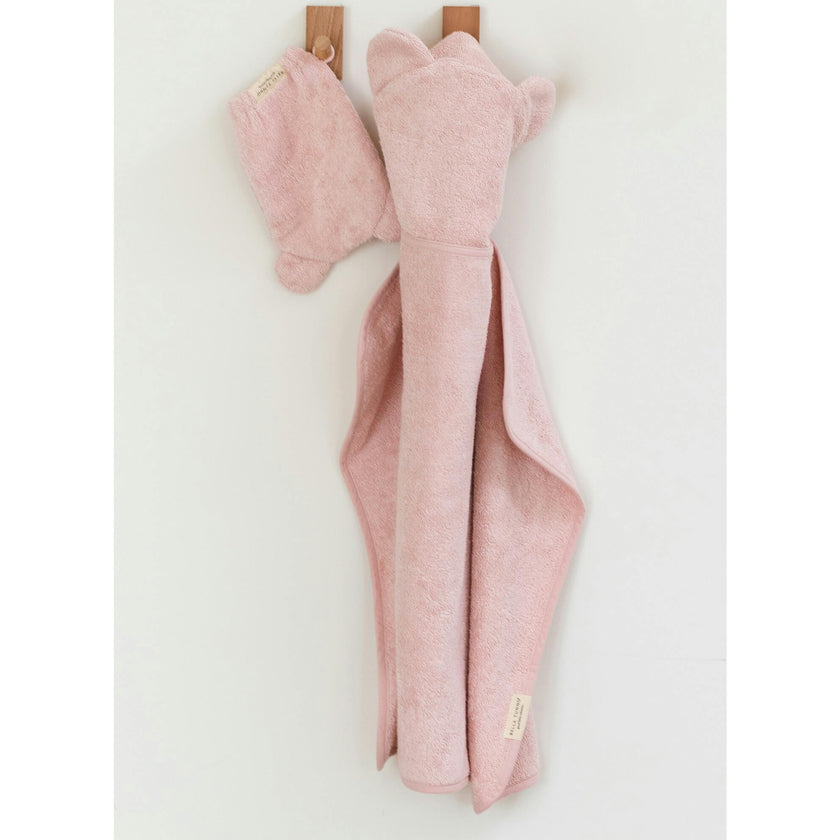 Hooded Towel + Wash Mitt Set Blush