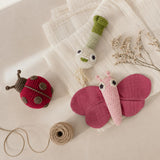 Green Baby Girl Gift Set 🍀🐞 100% organic cotton crochet rattle, pulling toy and lovey