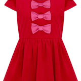 Joy Velvet & Satin Bows Girls Party Dress