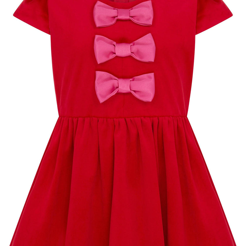 Joy Velvet & Satin Bows Girls Party Dress