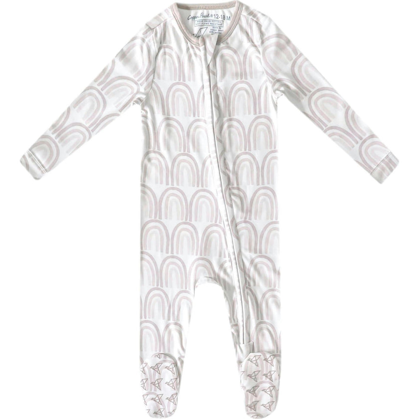 Bliss Print 2-Way Zip-Up Footie, White