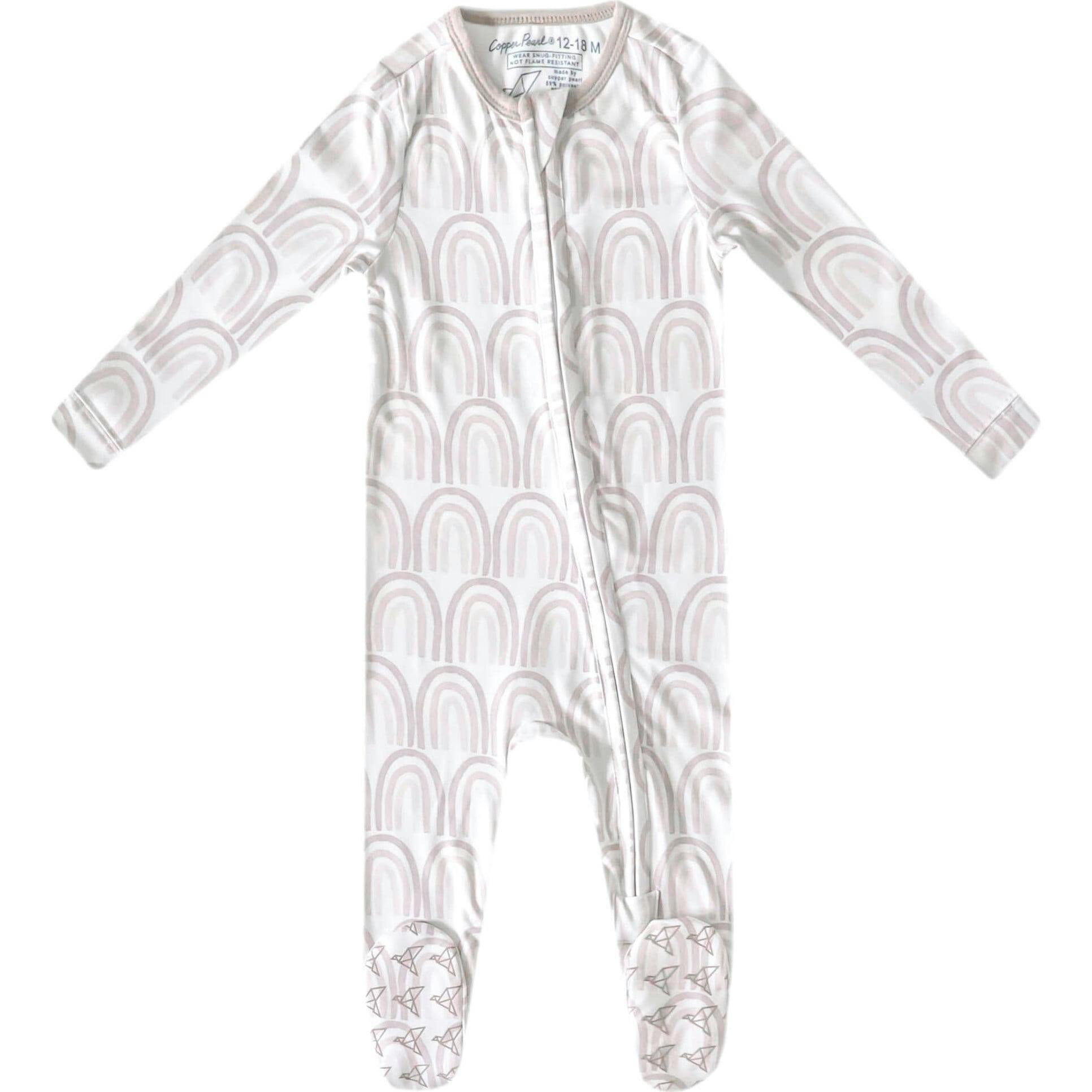 Bliss Print 2-Way Zip-Up Footie, White