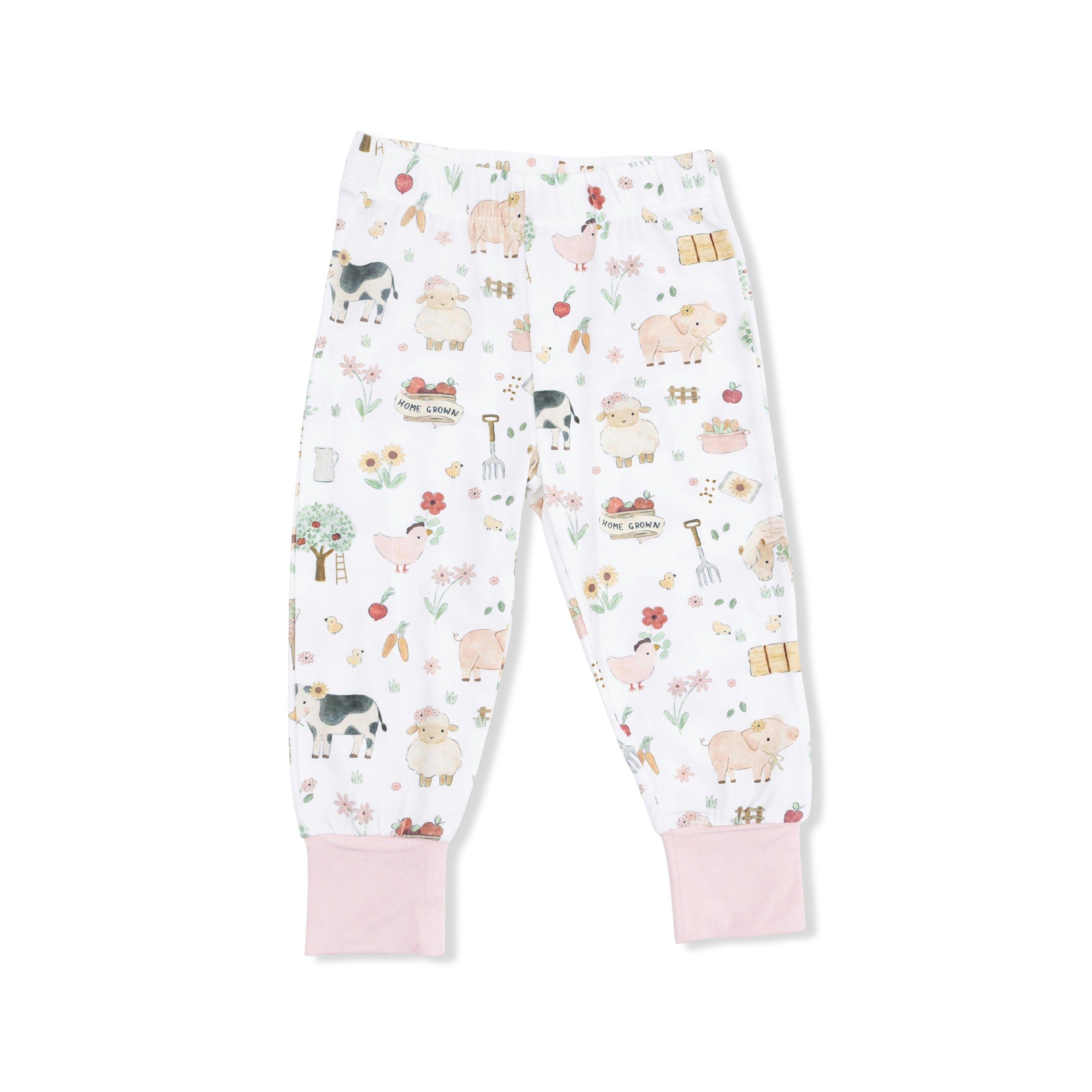 Cute Farm Animals Pink - Short Sleeve Loungewear Set