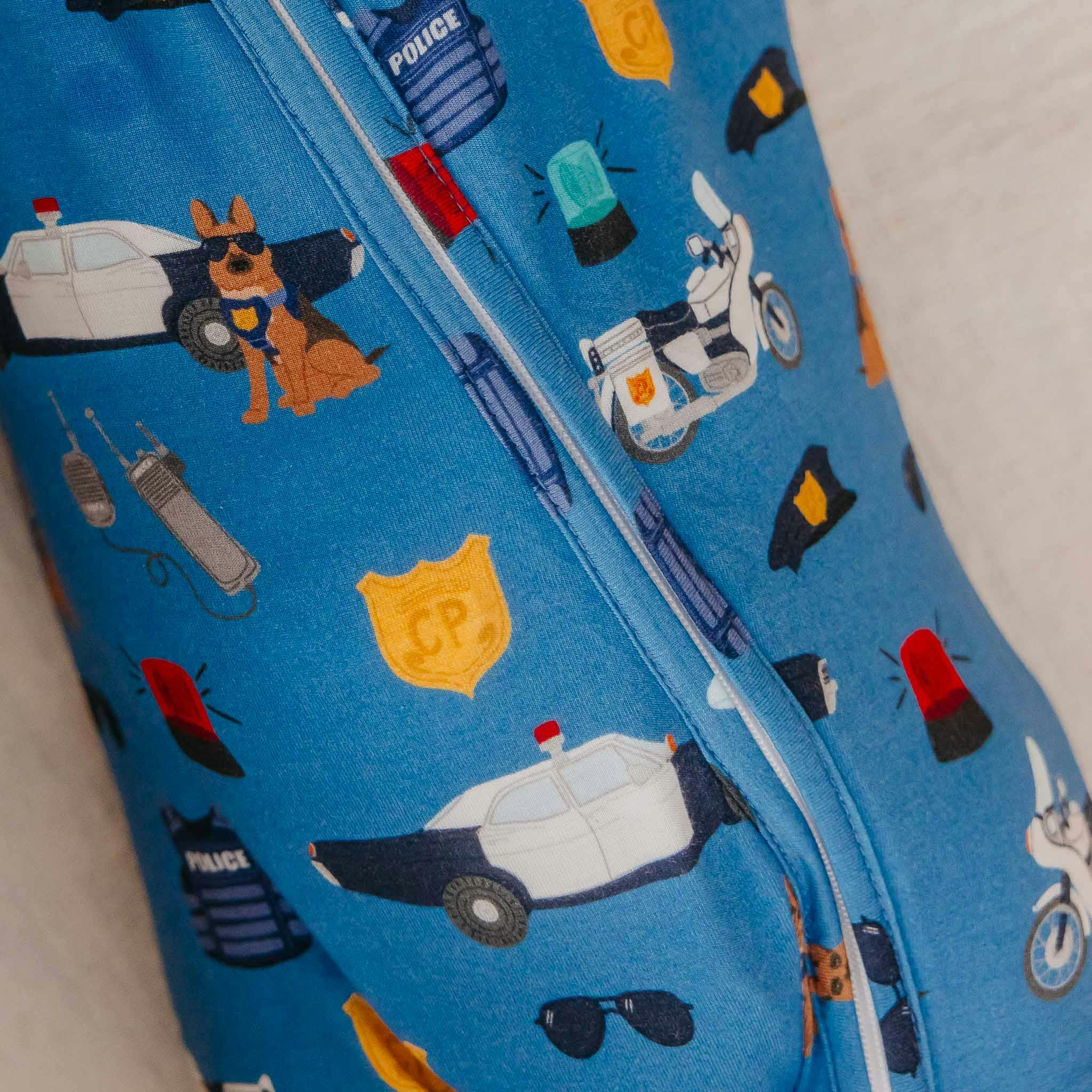 Bamboo Zip-Up Footie Pajama - Policemen