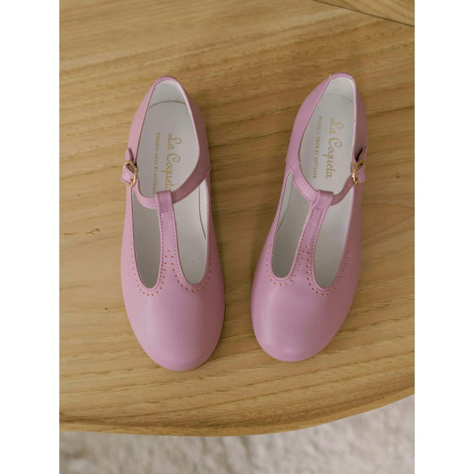 Lilac Leather Girl T-Bar Shoes