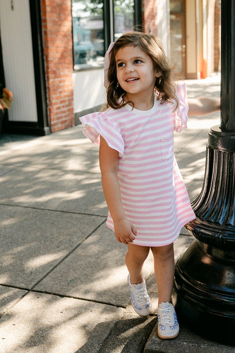 Lottie Dress - Pink & White Stripe