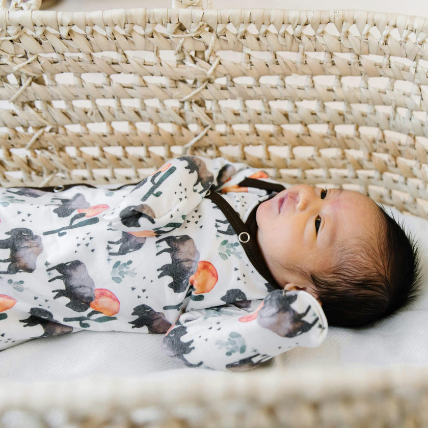 Newborn Knotted Gown - Bison