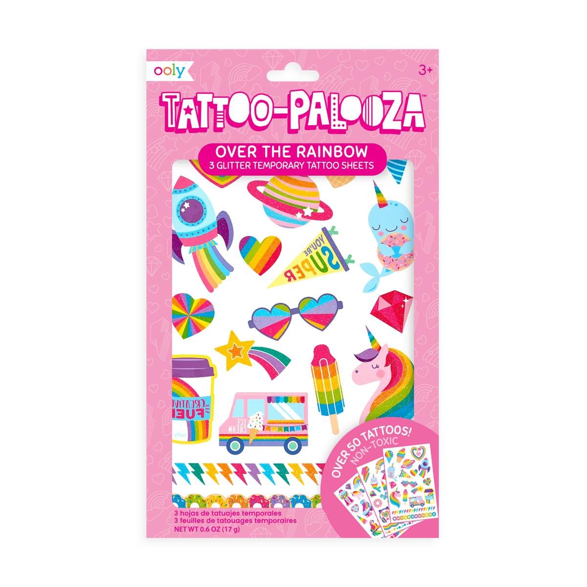 Tattoo-Palooza Temporary Tattoos - Over the Rainbow - 3 Sheets