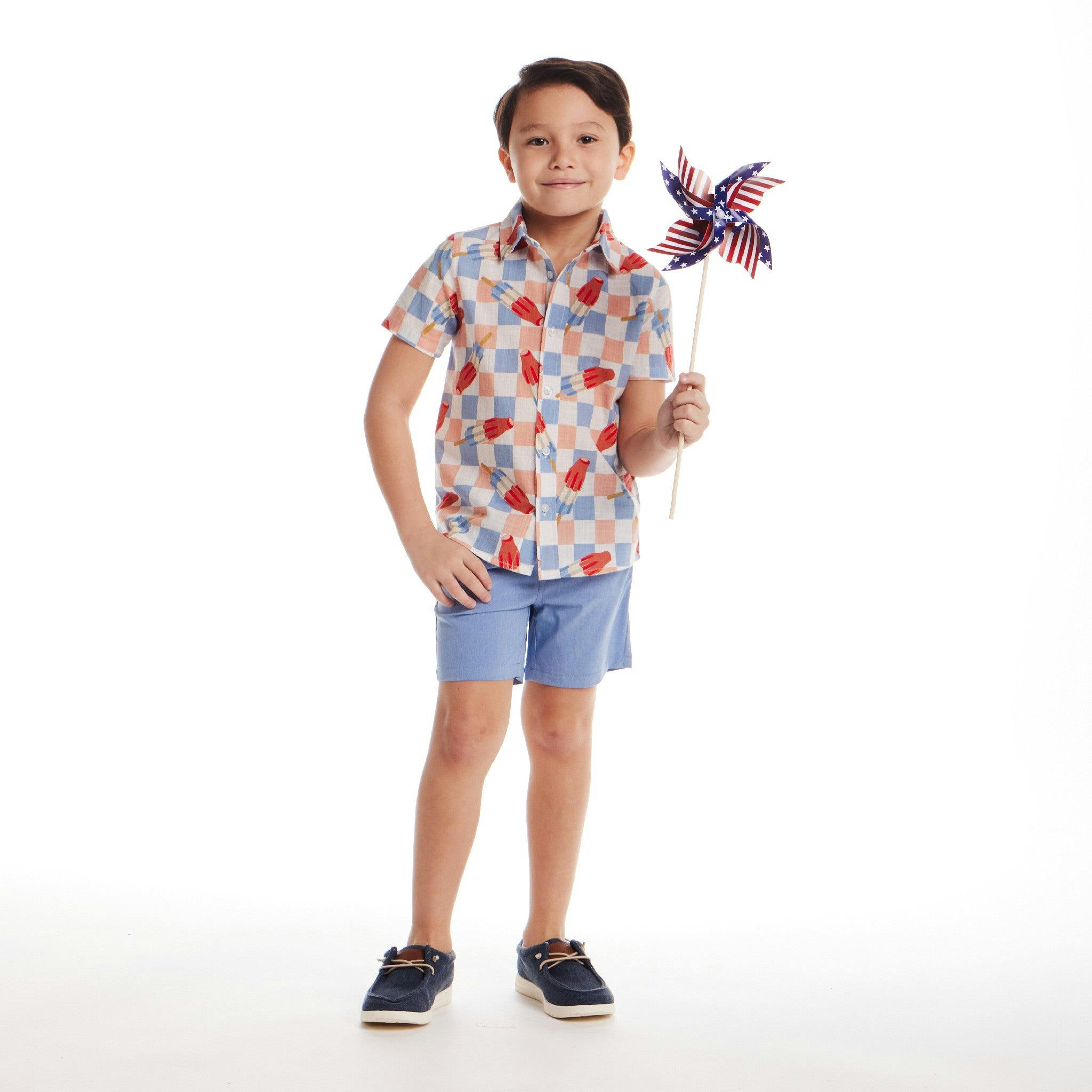 Kids Crosshatch Checkered Pop Buttondown