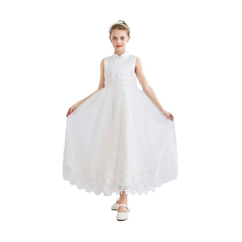 White Alvaria Sleeveless Lace Dress