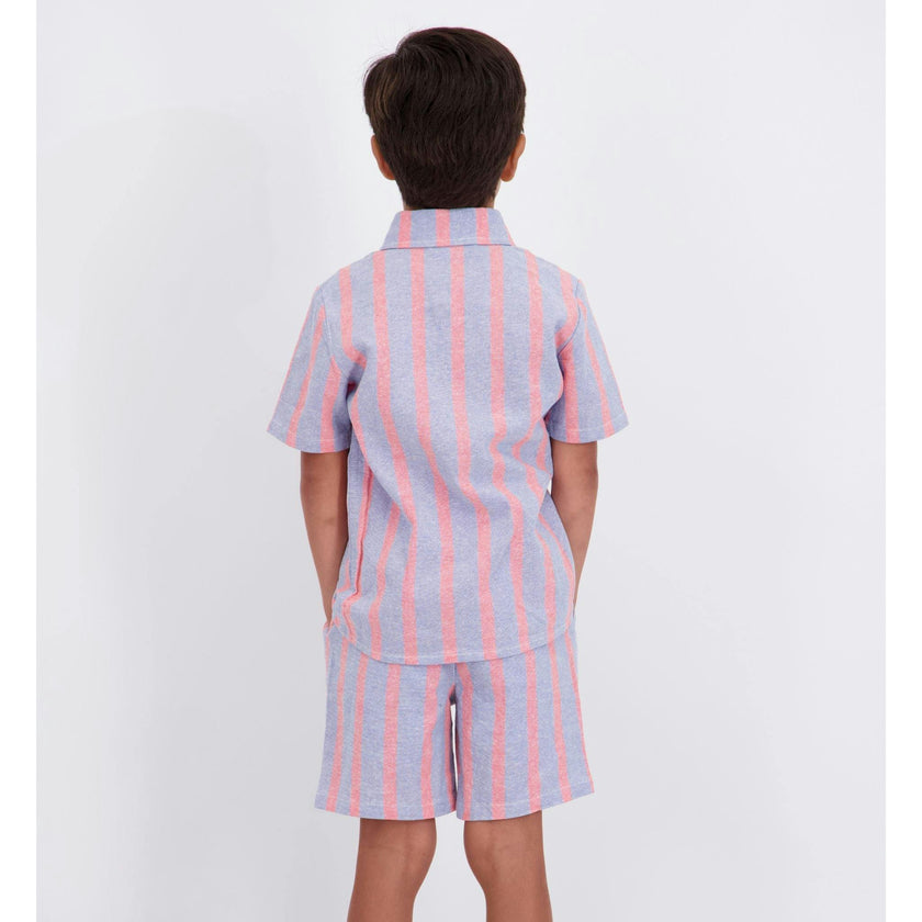 Boys Orange Striped Airy Oxford Set | Orange Stripe