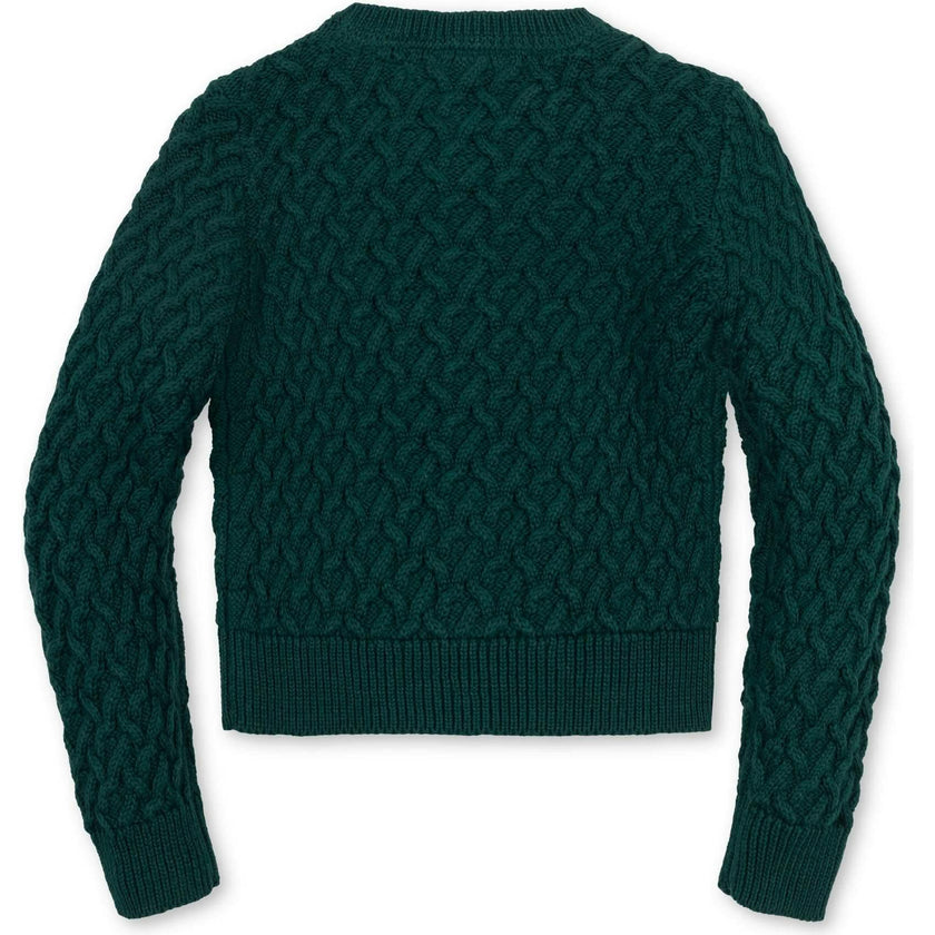 Organic Long Sleeve Herringbone Cardigan Sweater, Green
