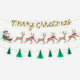 Santa, Sleigh & Reindeer Garland Set