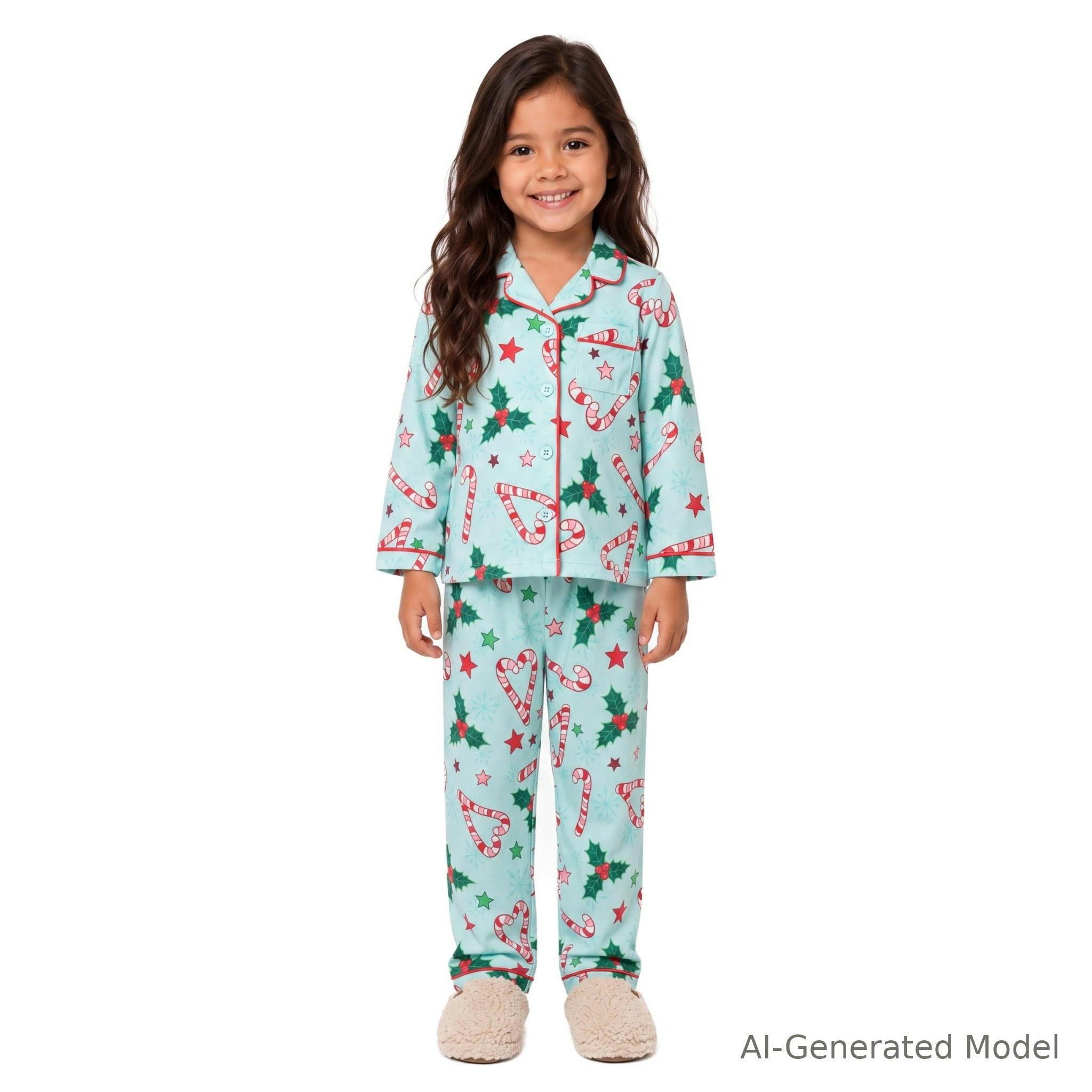 Girls & Tween Pajama Set | Candy Cane Hearts