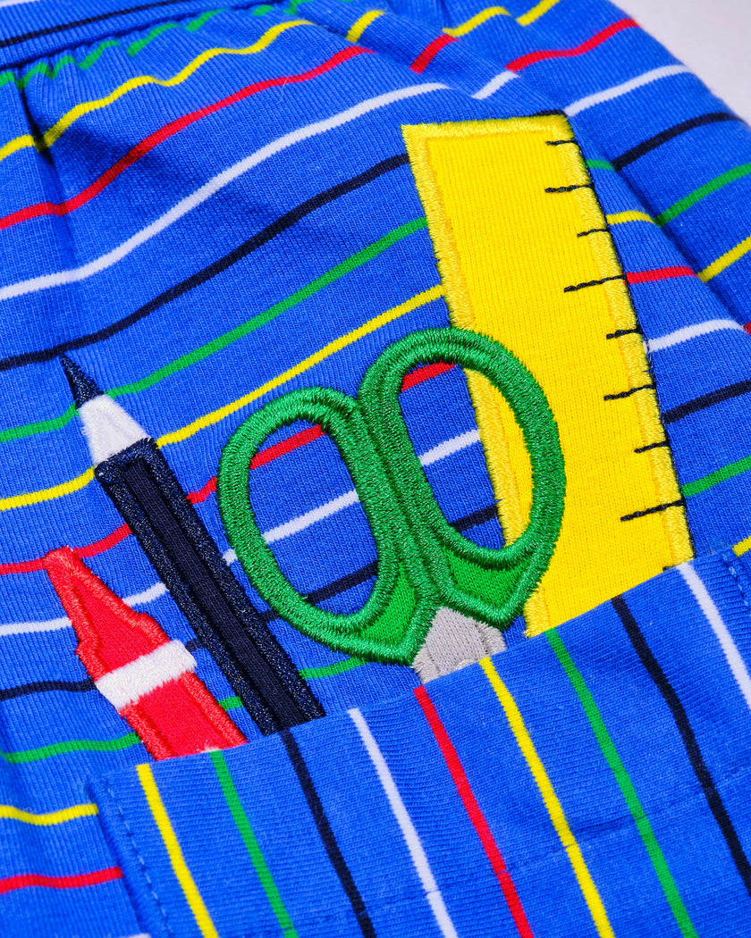 Stripe Knit Dress With School Supplies