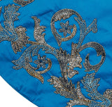 Hand Beaded Imperial Blue Silk Christmas Tree Skirt Blue 60" / 72" Arcadia Home