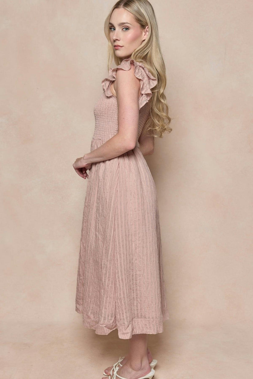 Hattie Dress in Pink Stripes