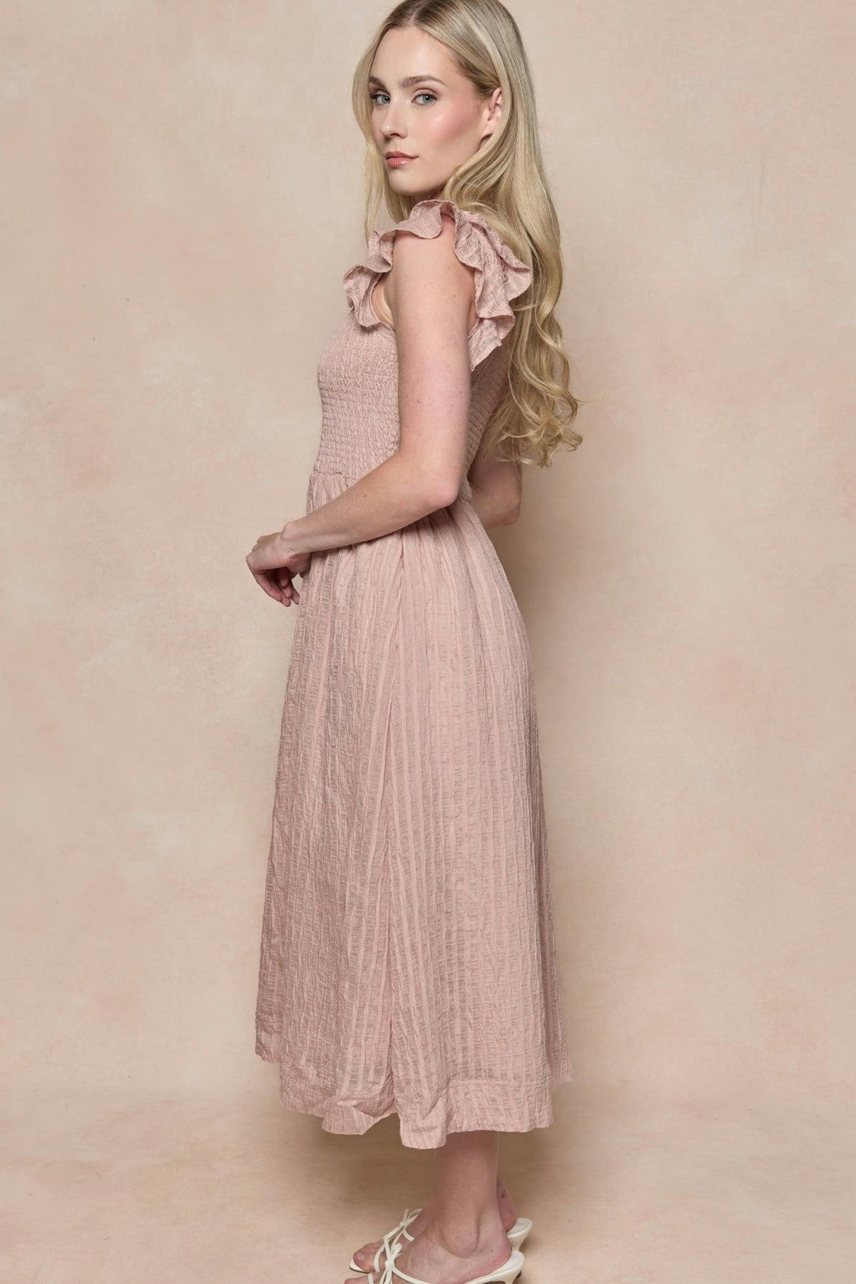 Hattie Dress in Pink Stripes