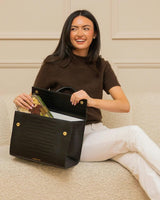 Large, Insulated, Chic Lunchbox, Black Croc