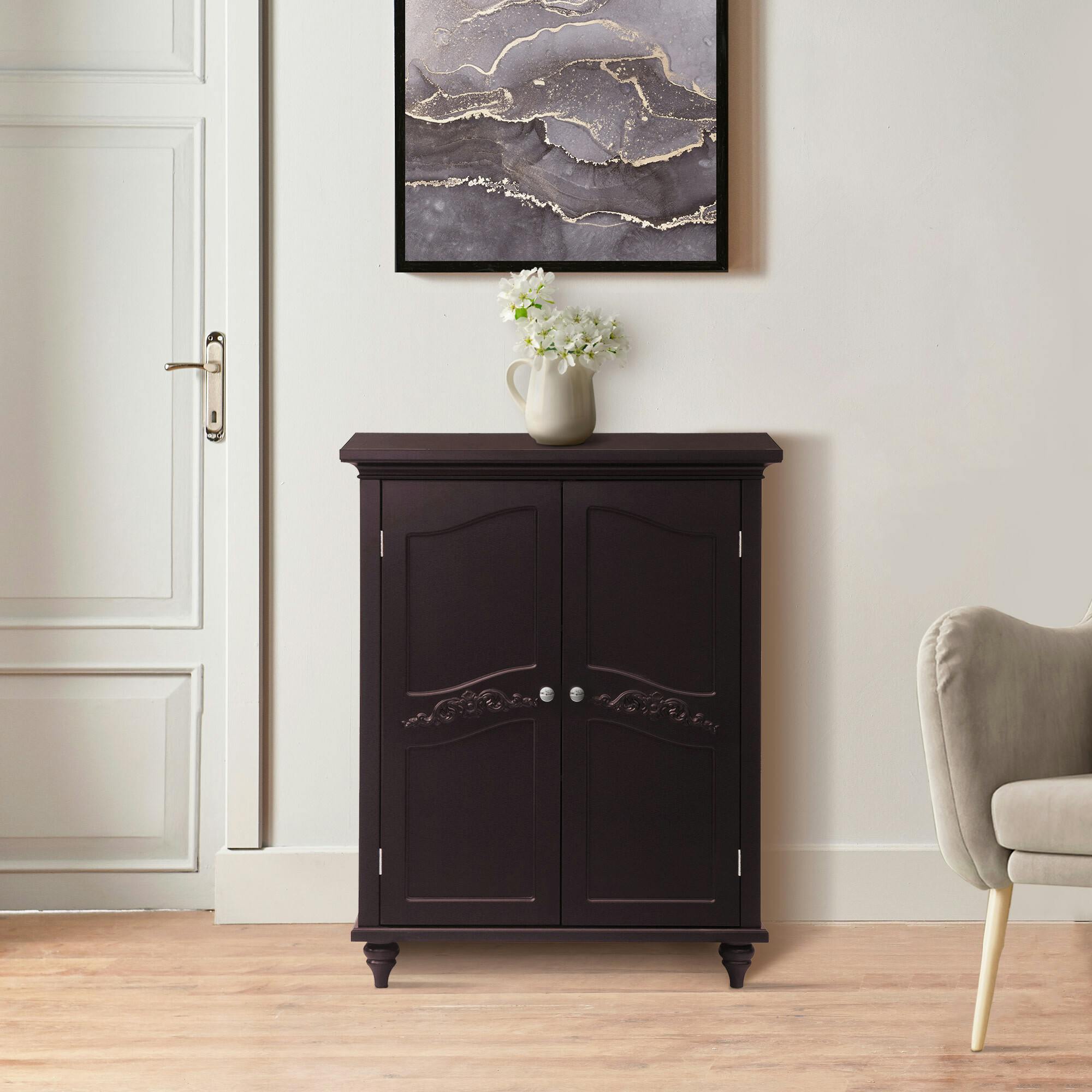 Versailles Wooden Floor Cabinet with 2 Shelves