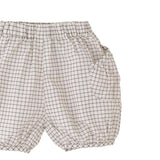 Beige Bear Shirt & Checkered Shorts Set
