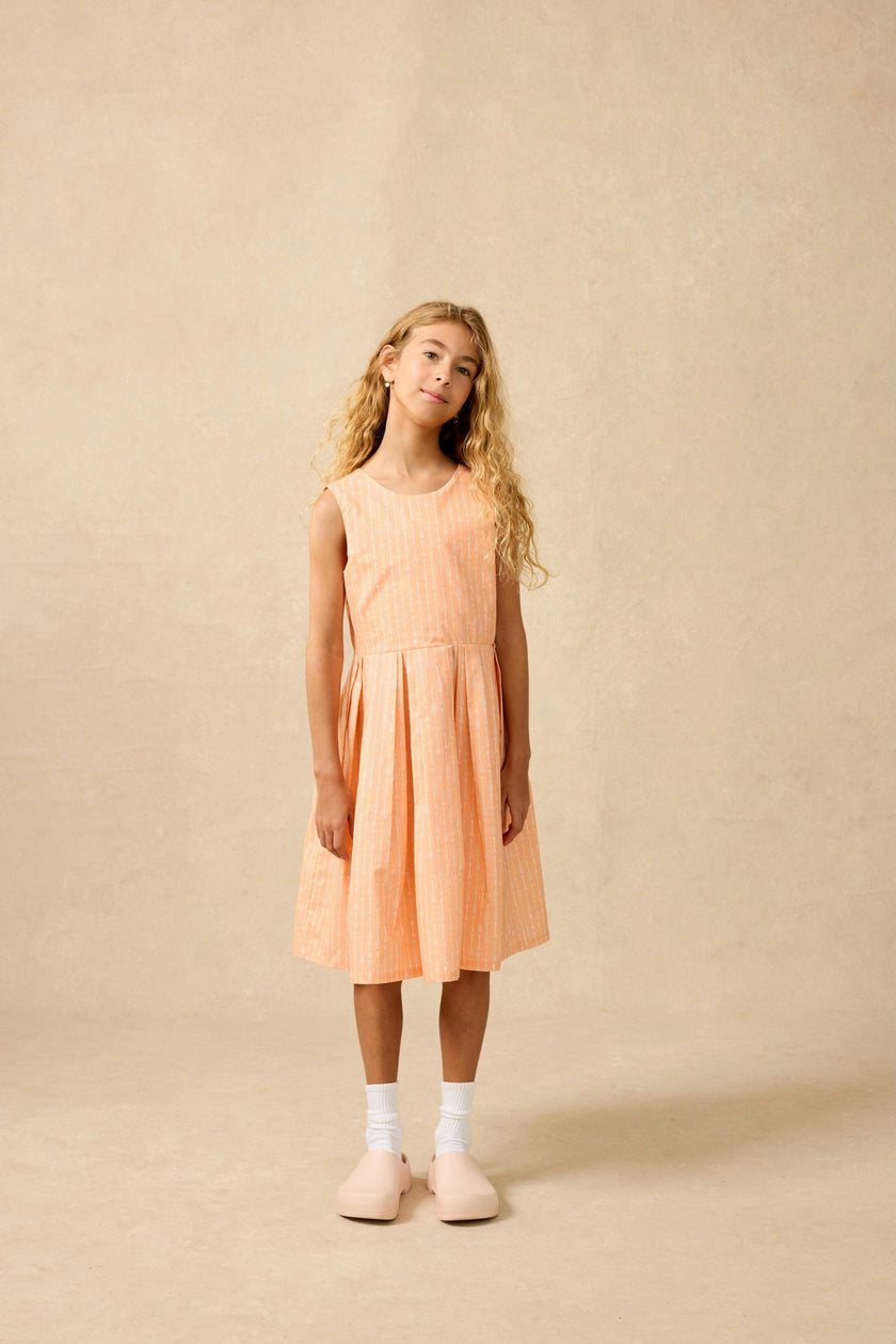 Organic Button Back Dress in Creamsicle Wand
