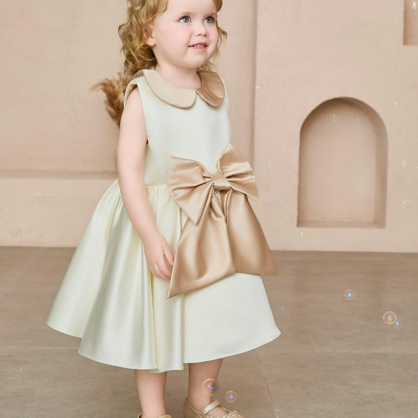 Cream Elaria Petal Bow Gown